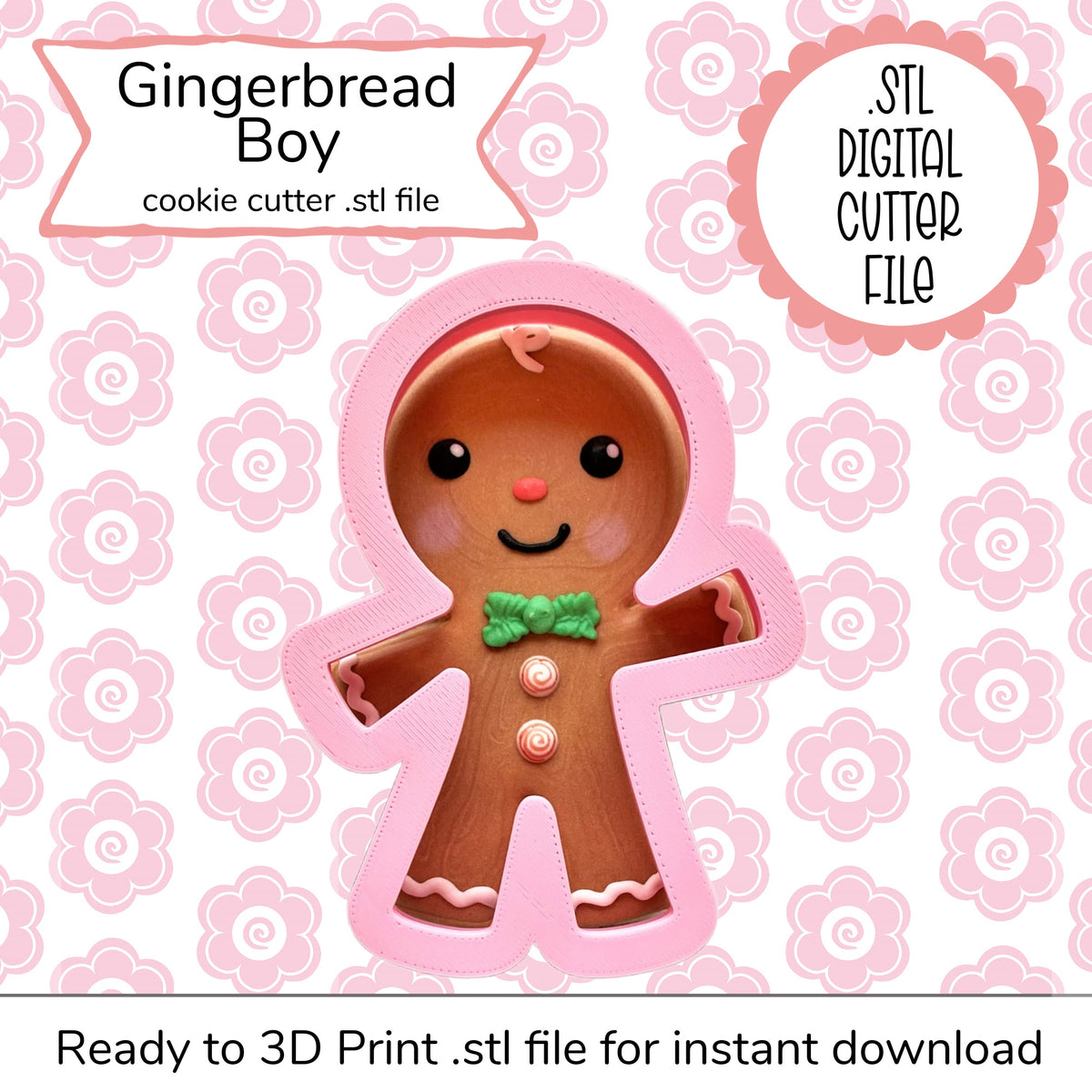 Gingerbread Boy Cutter STL File (digital file)