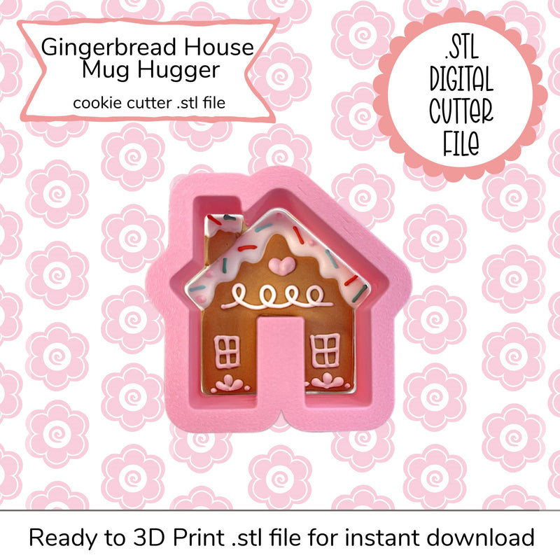 Mini Gingerbread House Mug Hugger Cutter STL File (digital file)