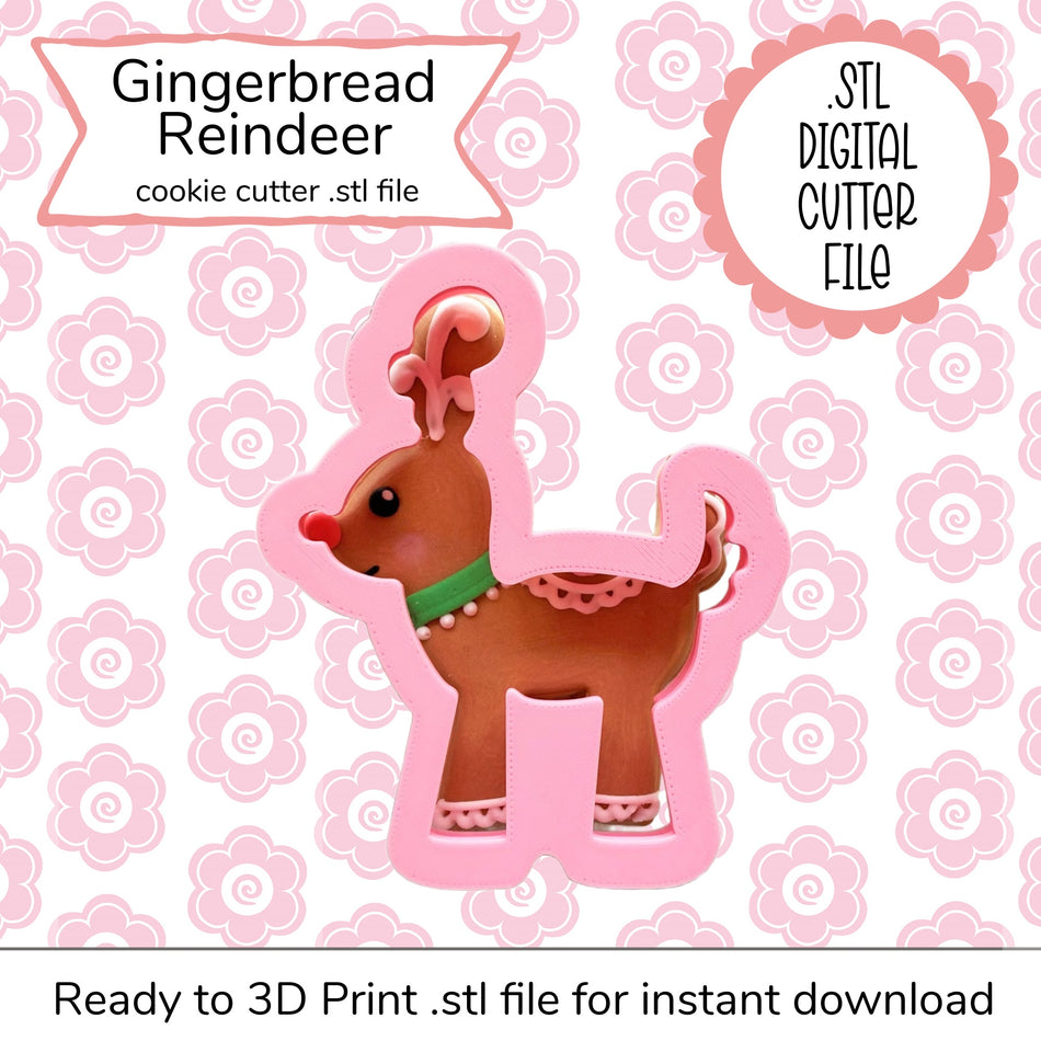 Gingerbread Reindeer Cutter STL File (digital file)