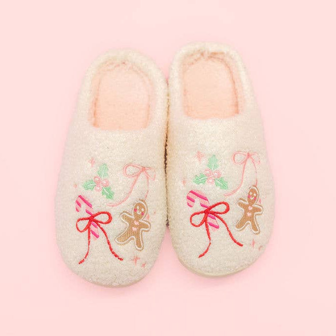 Gingerbread Slippers with Bows & Christmas Sweets - 4 sizes