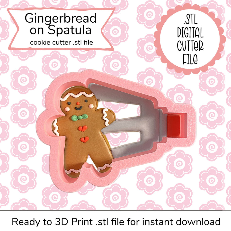 Gingerbread on Spatula Cutter STL File (digital file)