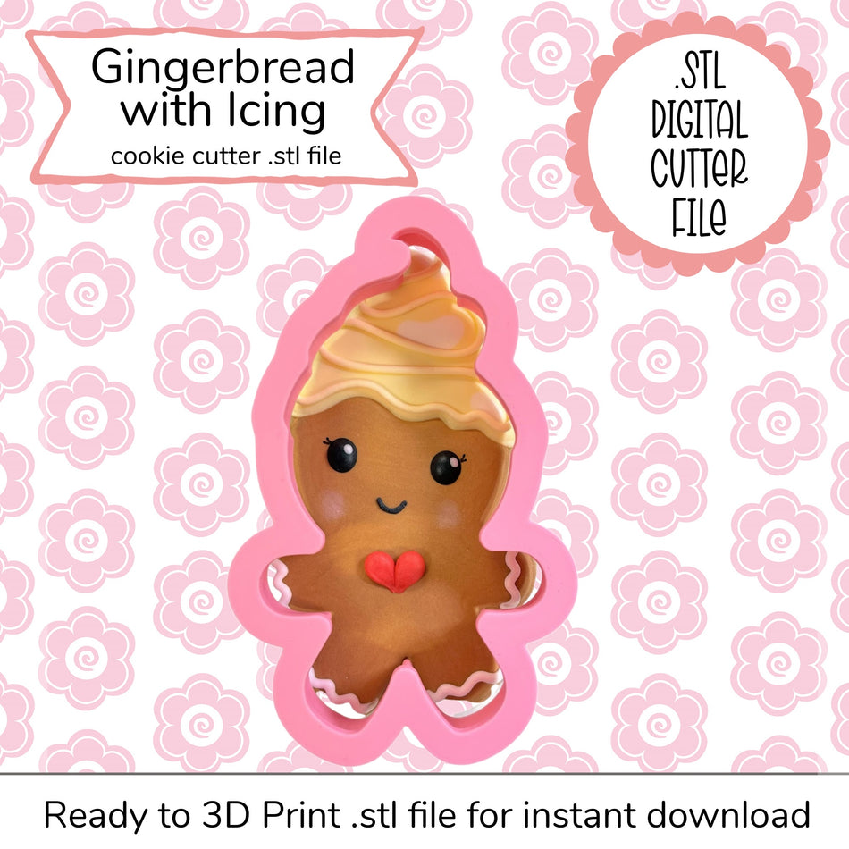 Gingerbread with Icing Cutter STL File (digital file)