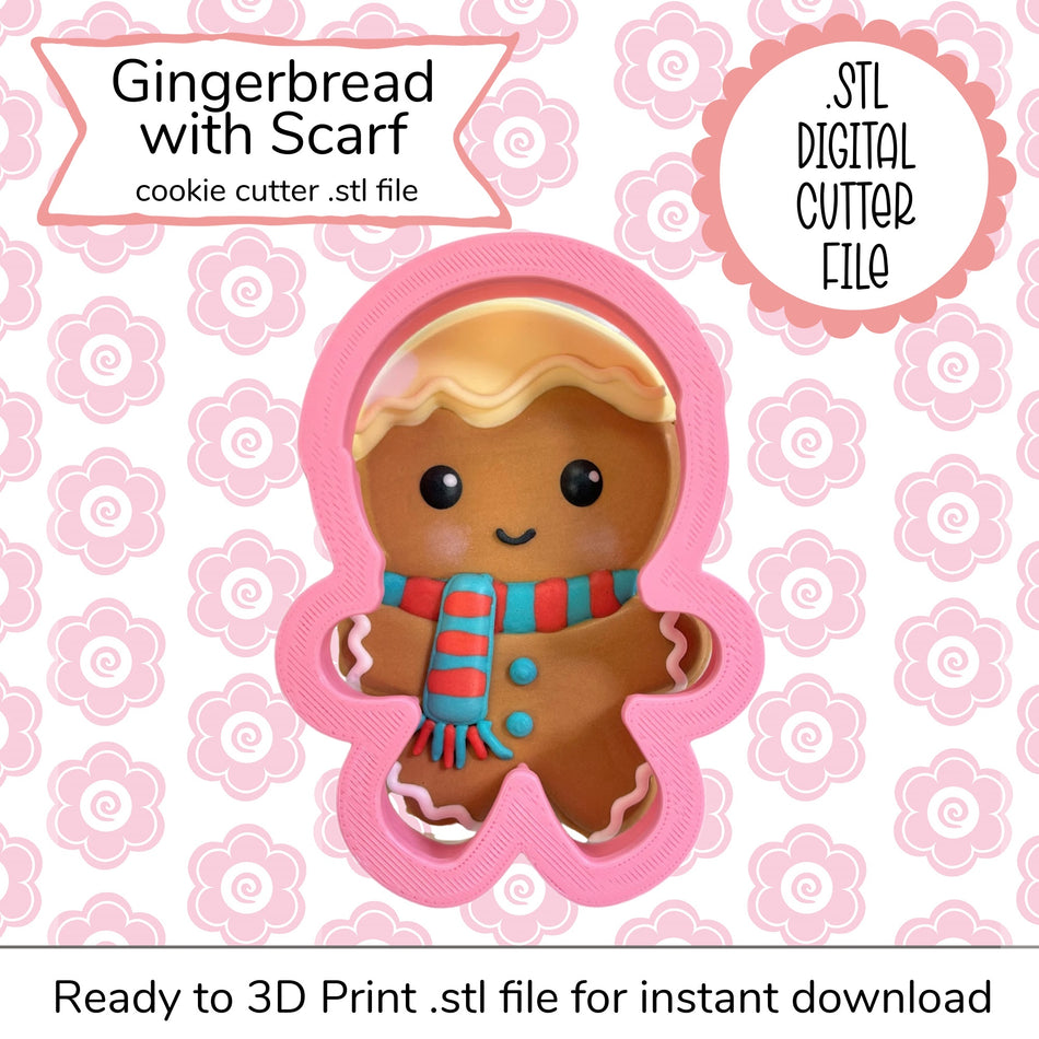 Gingerbread with Scarf Cutter STL File (digital file)