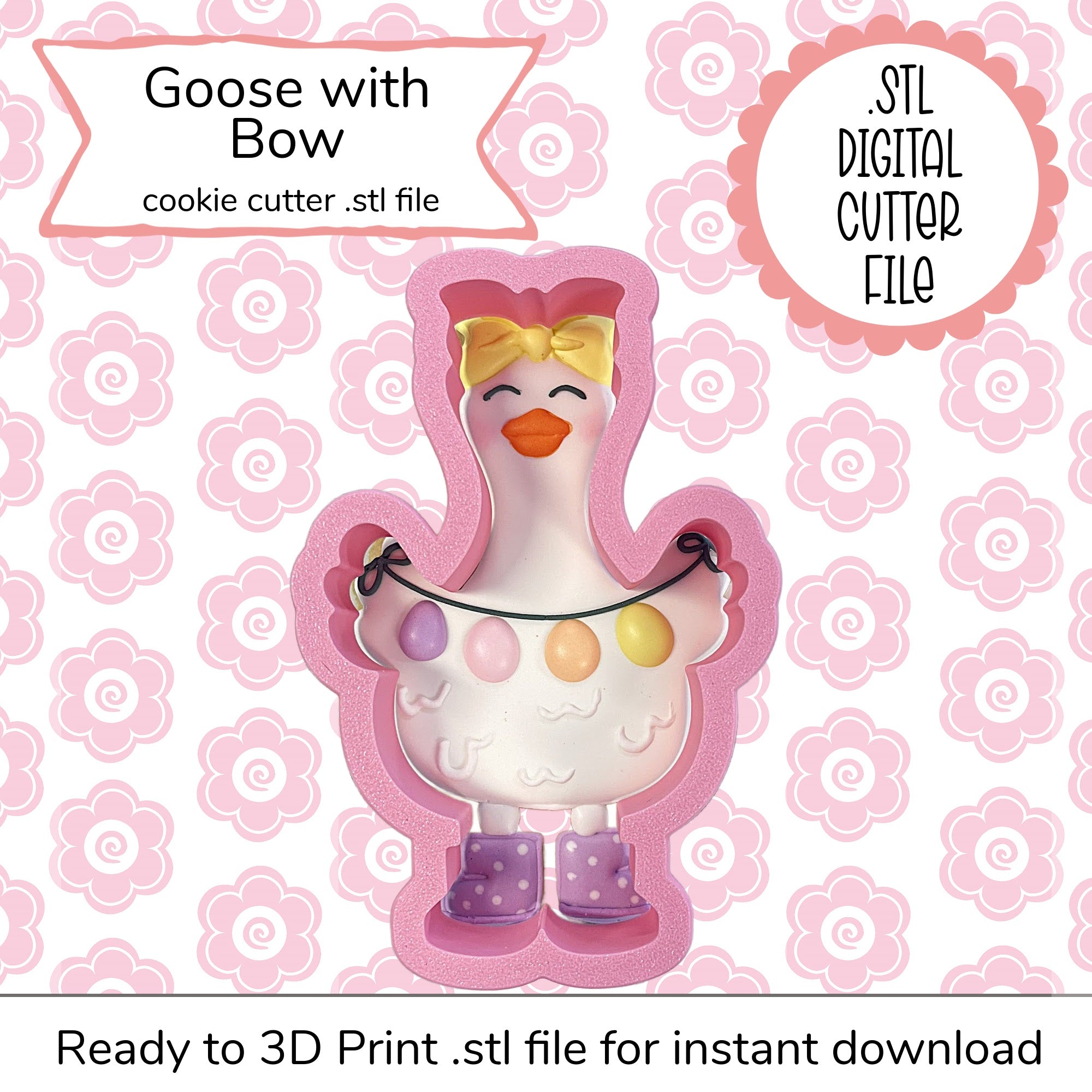 Goose with Bow Cutter STL File (digital file)