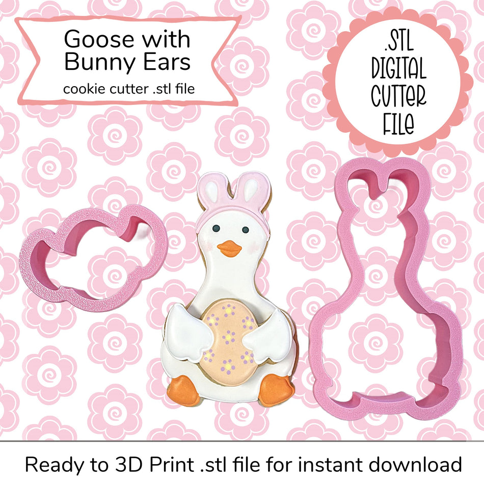 Goose with Bunny Ears  2pc Stacker Cutters STL File (digital file)
