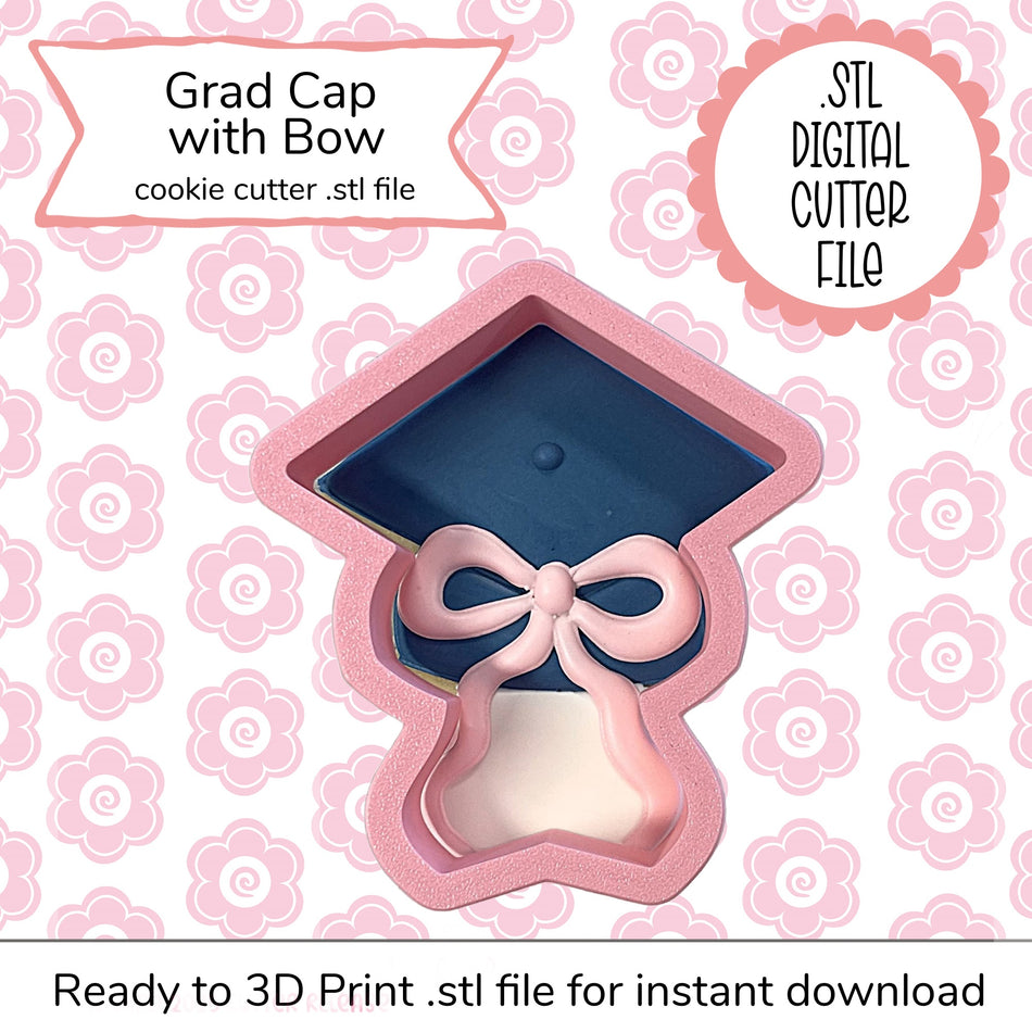 Grad Cap with Bow Cutter STL File (digital file)