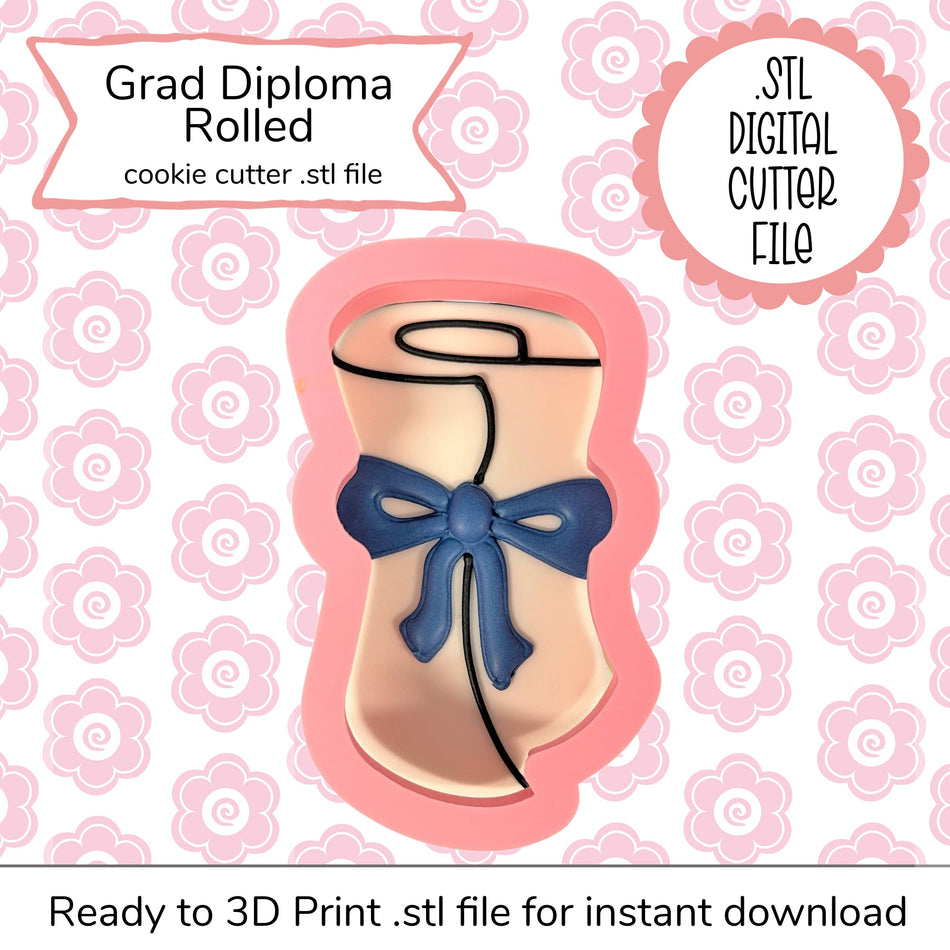 Grad Diploma Rolled Cutter STL File (digital file)
