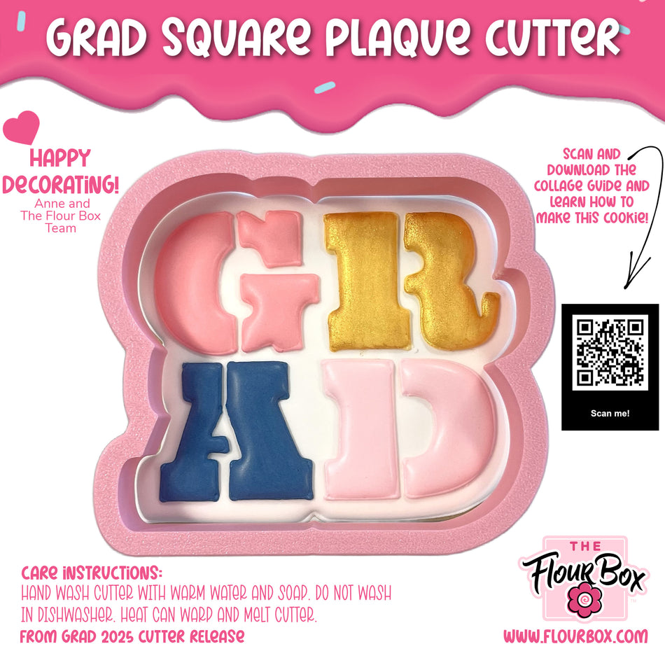GRAD Square Plaque Cookie Cutter with Stencil - Image 3 of 4