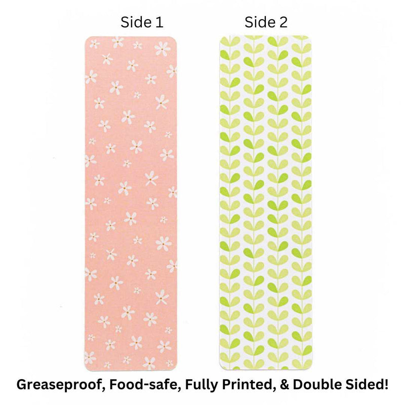 Green Leaves Flowers Cookie BAG Backer Card - 2.625" x 9.5" - QTY 25