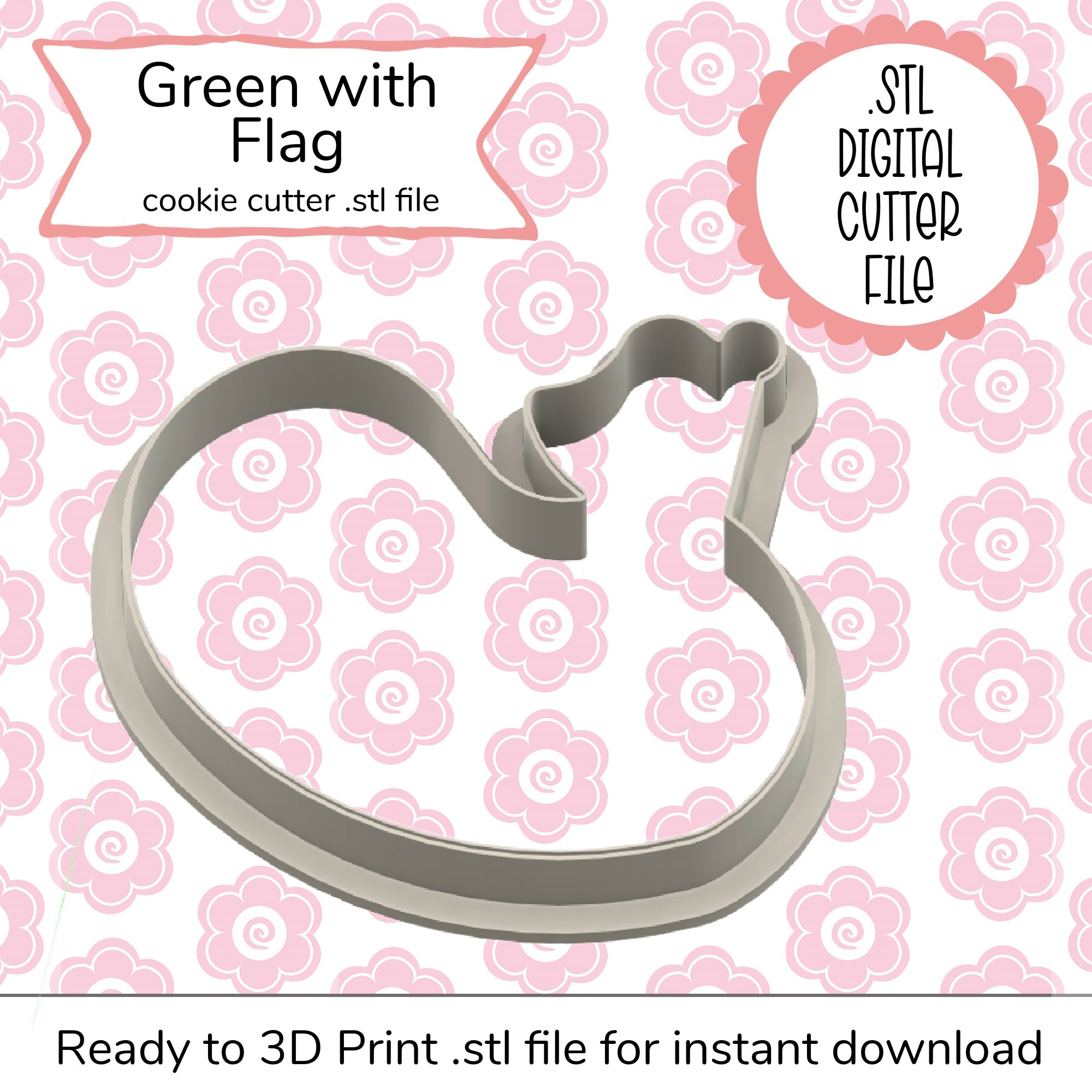 Green with Flag STL Cutter File (digital file) – The Flour Box