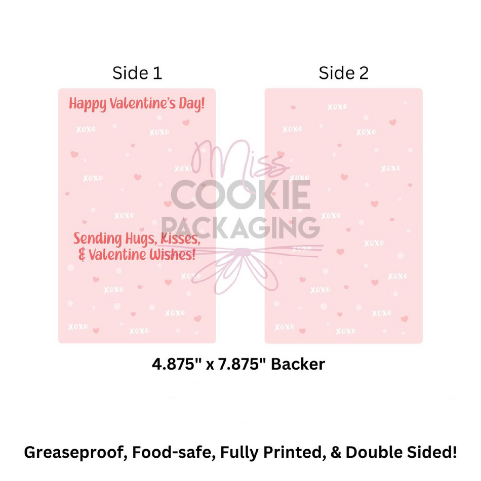Hugs, Kisses, Valentine Wishes BAG Backer  - QTY 25