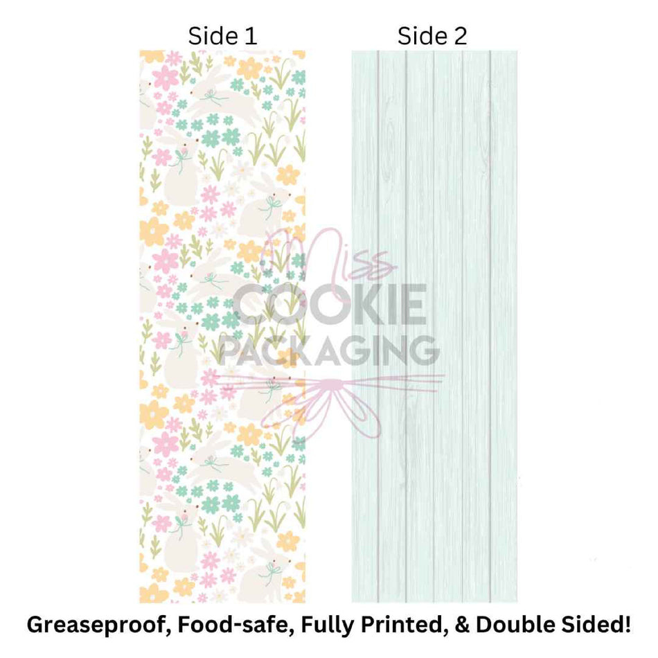 Happy Easter Teal Fence Cookie BAG Backer Card - 2.625