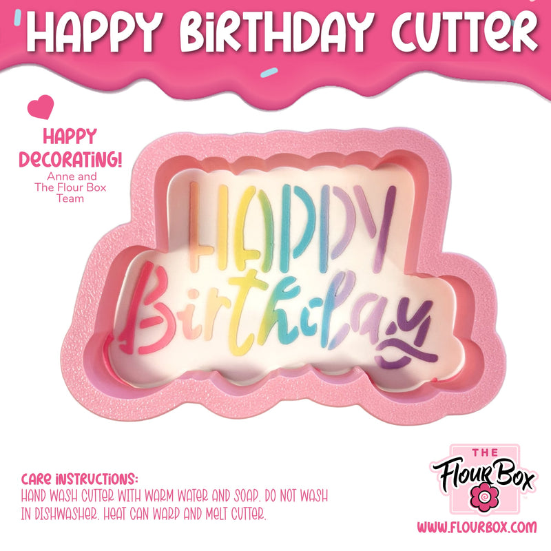 Happy Birthday Cookie Cutter with Stencil Set