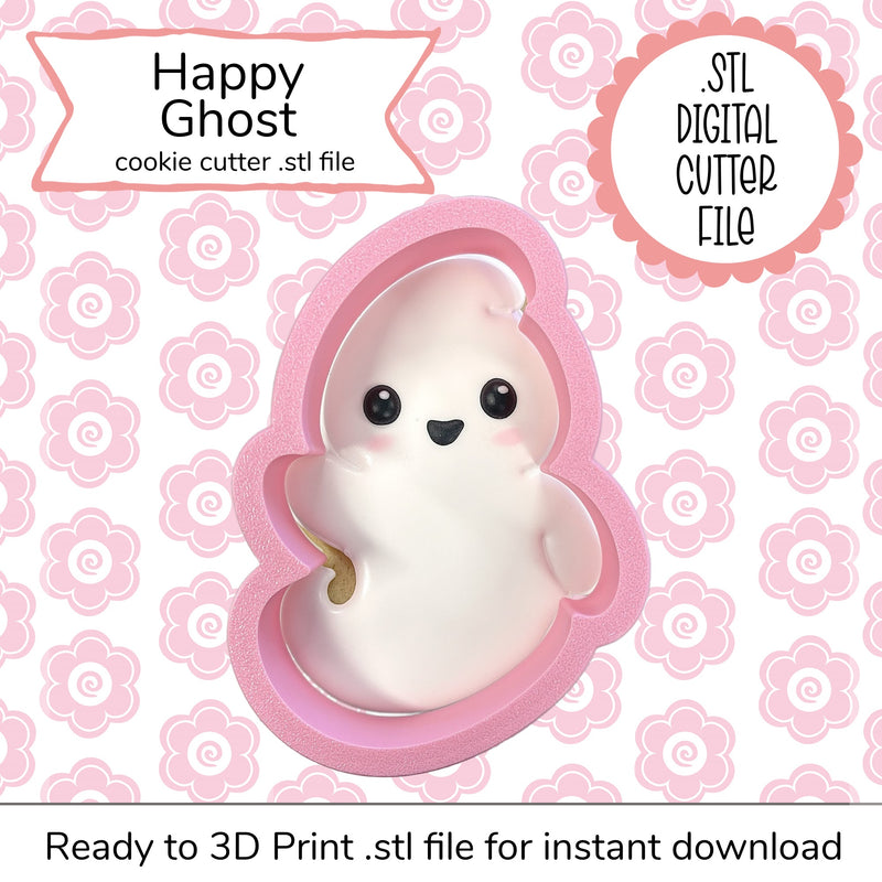 Happy Ghost Cutter STL File (digital)