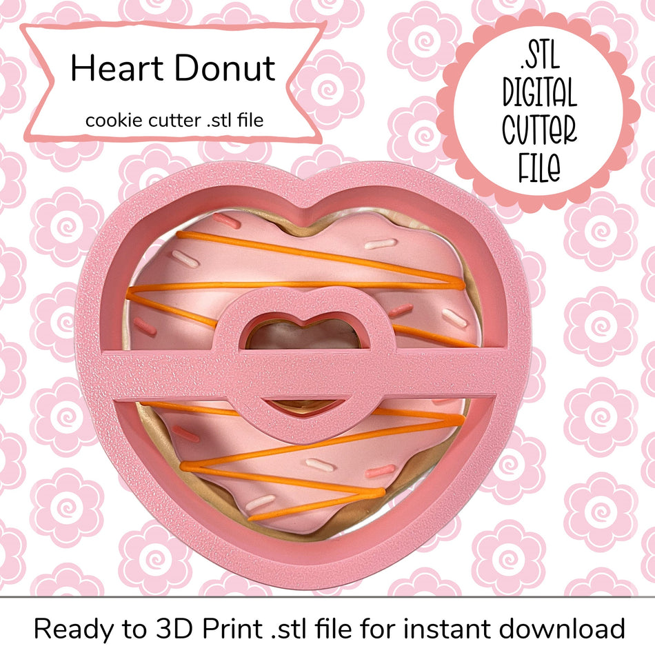 Heart Donut  Cutter STL File (digital file)