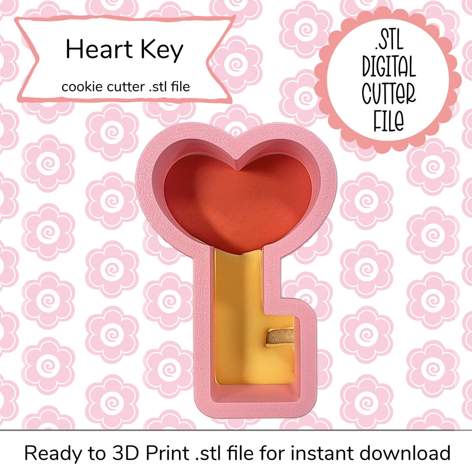 Heart Key Cookie Cutter STL File (digital file)