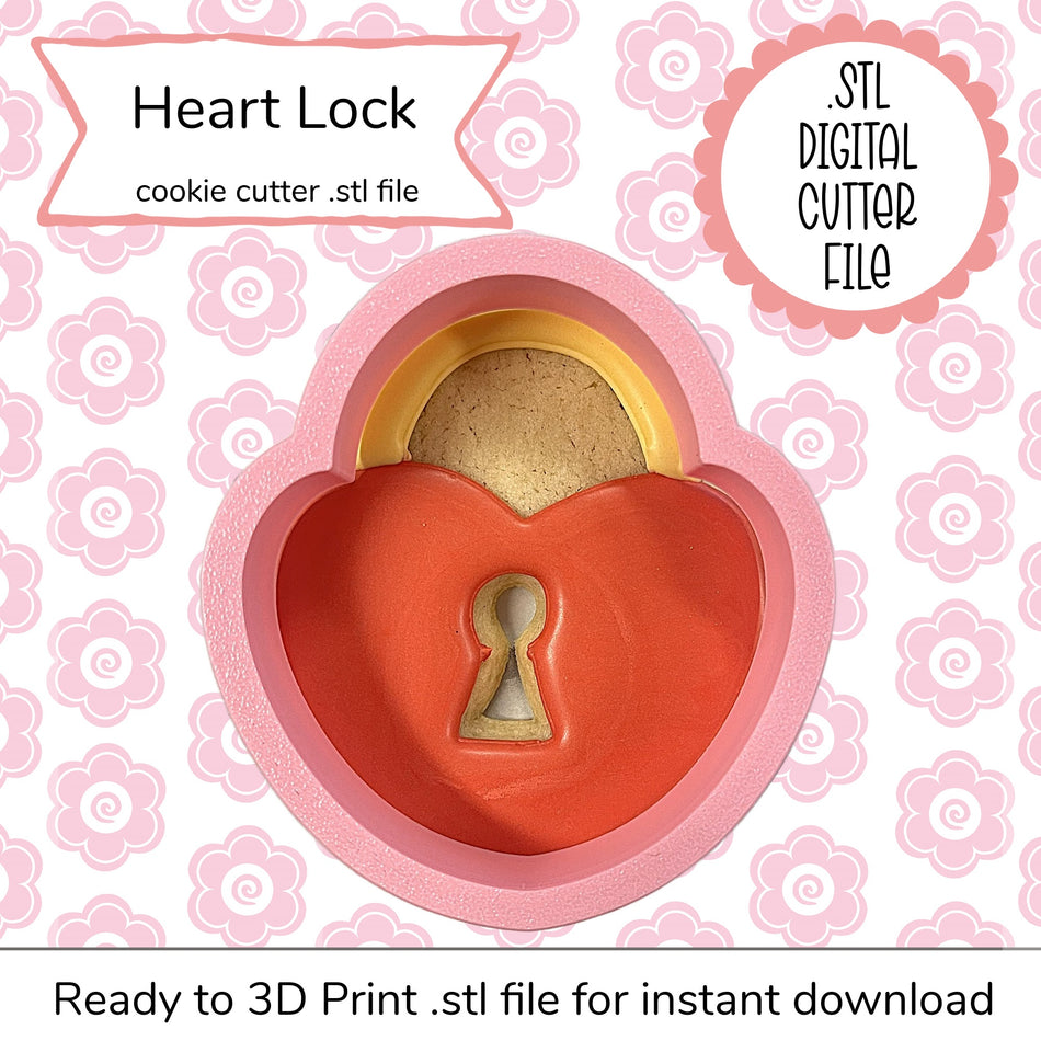 Heart Lock with Tiny Keyhole Cutter STL File (digital file)