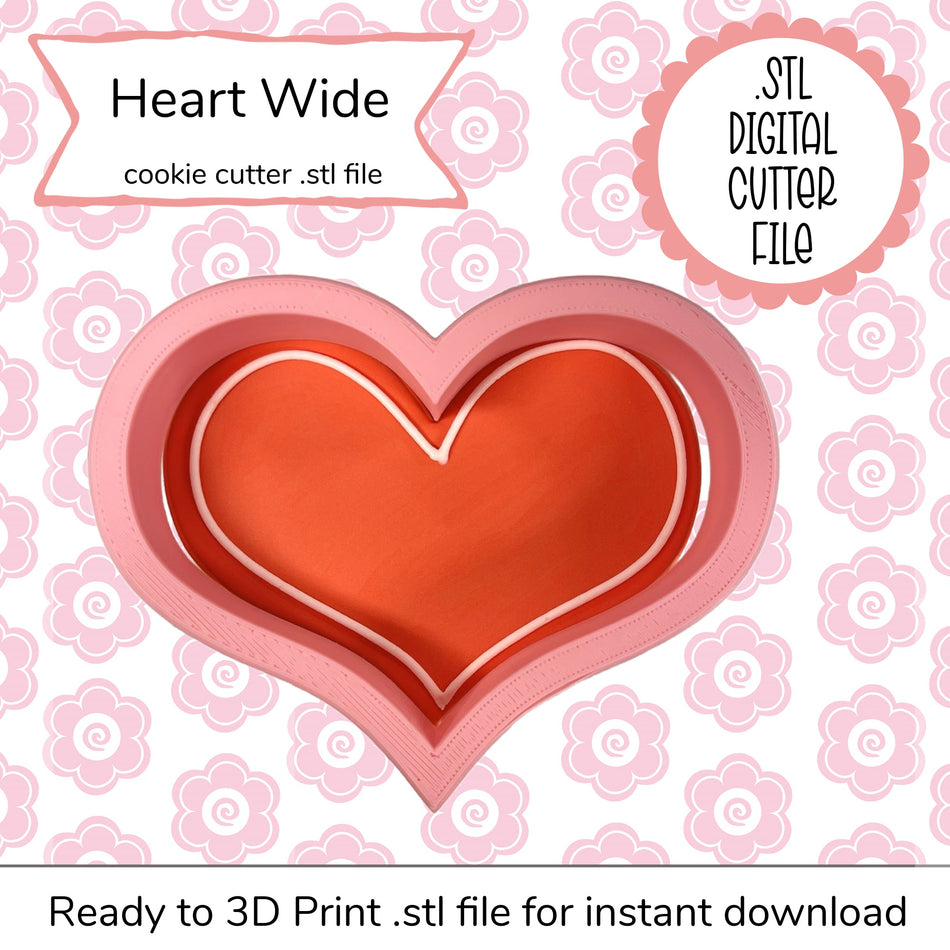 Wide Heart Cutter STL File (digital file)