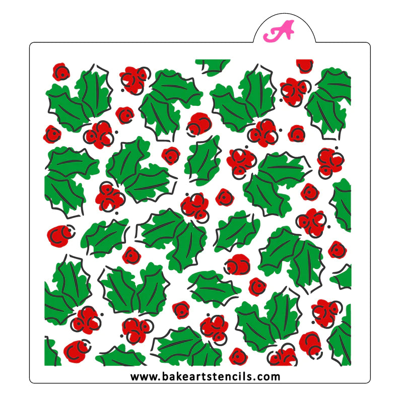 Holiday Holly 3 pc BakeArt Stencil Set