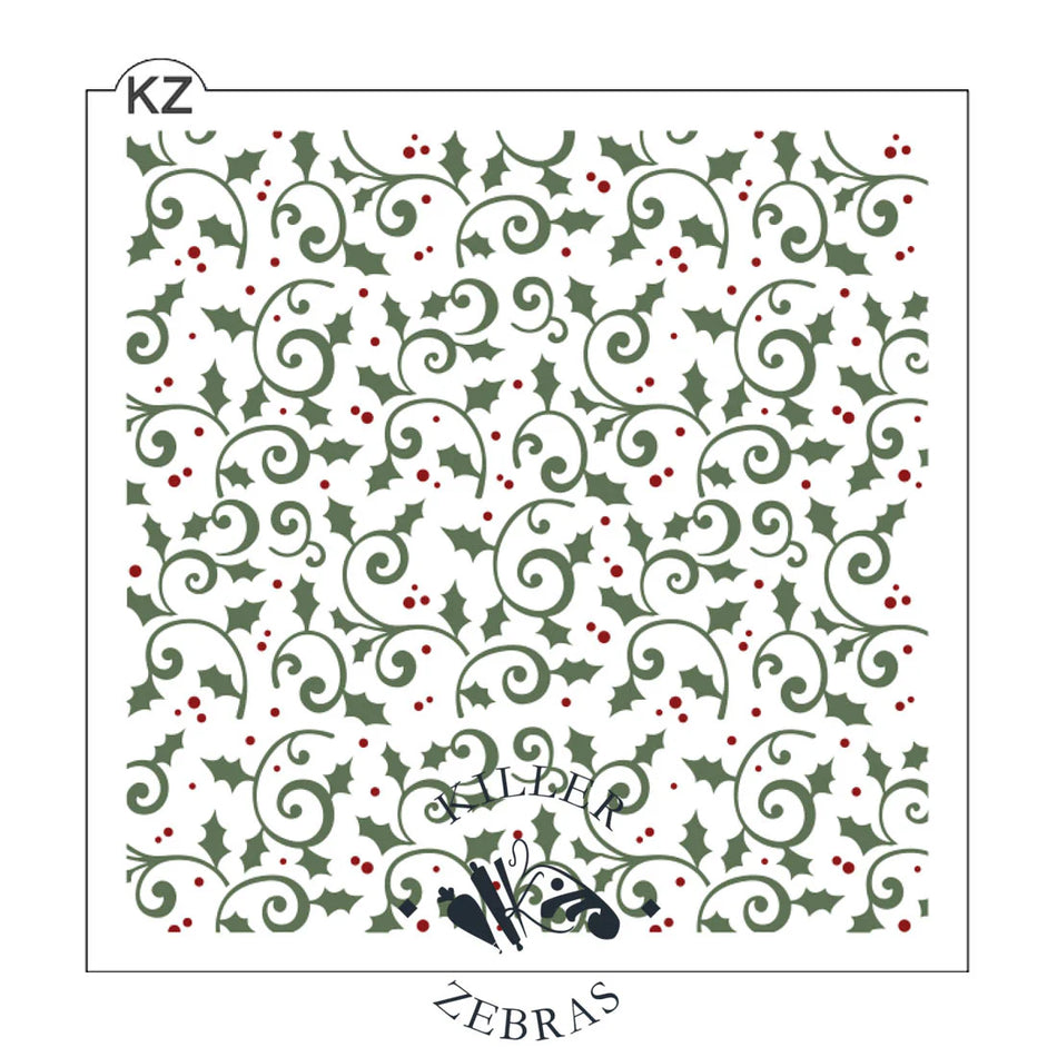 Holly Filigree 2pc KZ Stencil