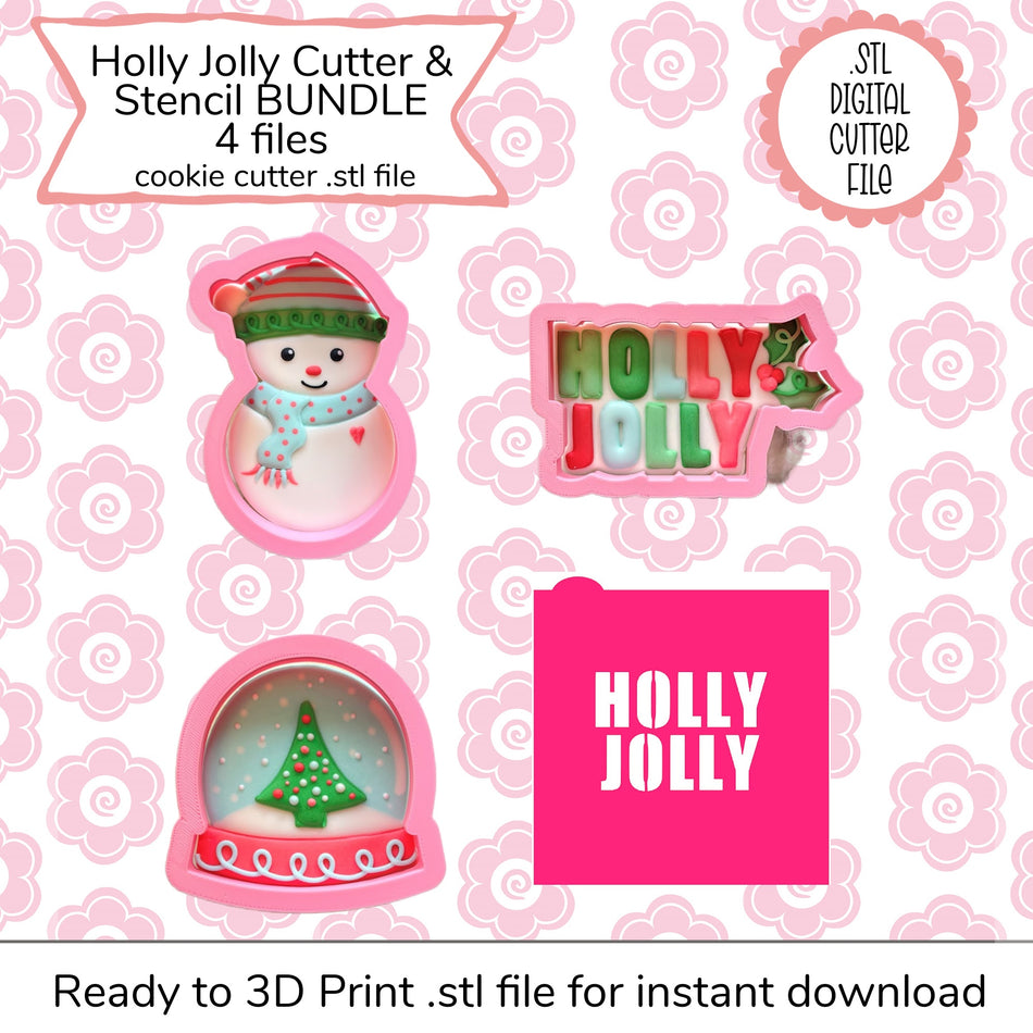 Holly Jolly Cutter Bundle STL Files and SVG Stencil (digital file)