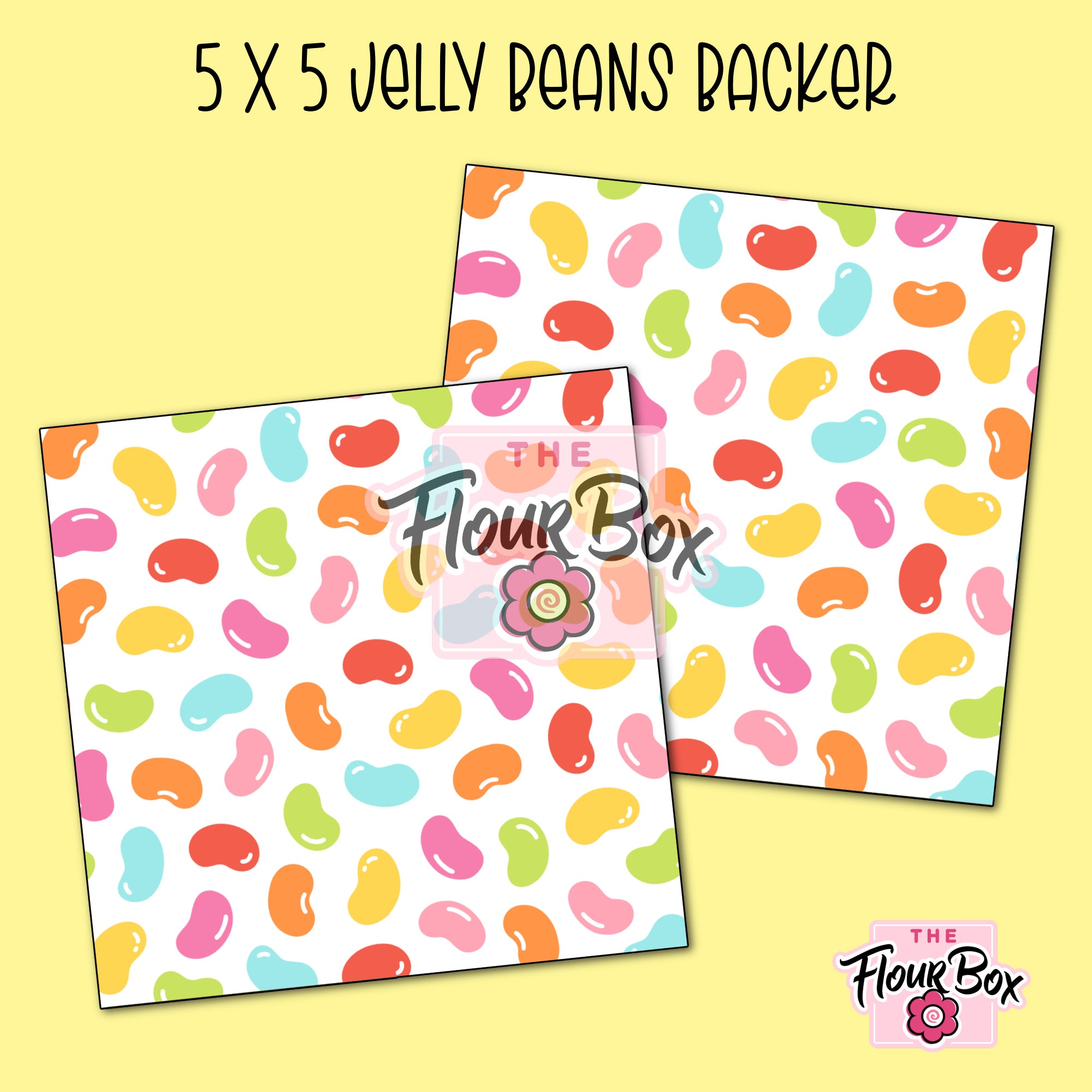 Jelly Beans Cookie BOX Backer - 5" x 5" Square - 25 BACKERS