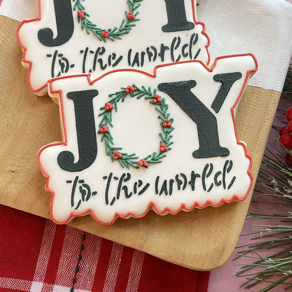 Joy with Wreath Cookie Cutter with Stencil Set