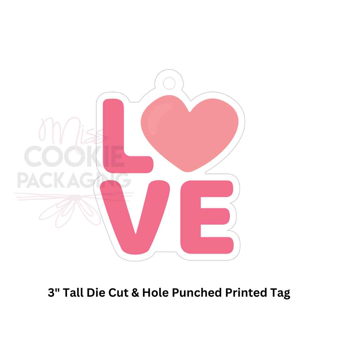 LOVE Die Cut Cookie Tag 2.4" x  3" - QTY 25