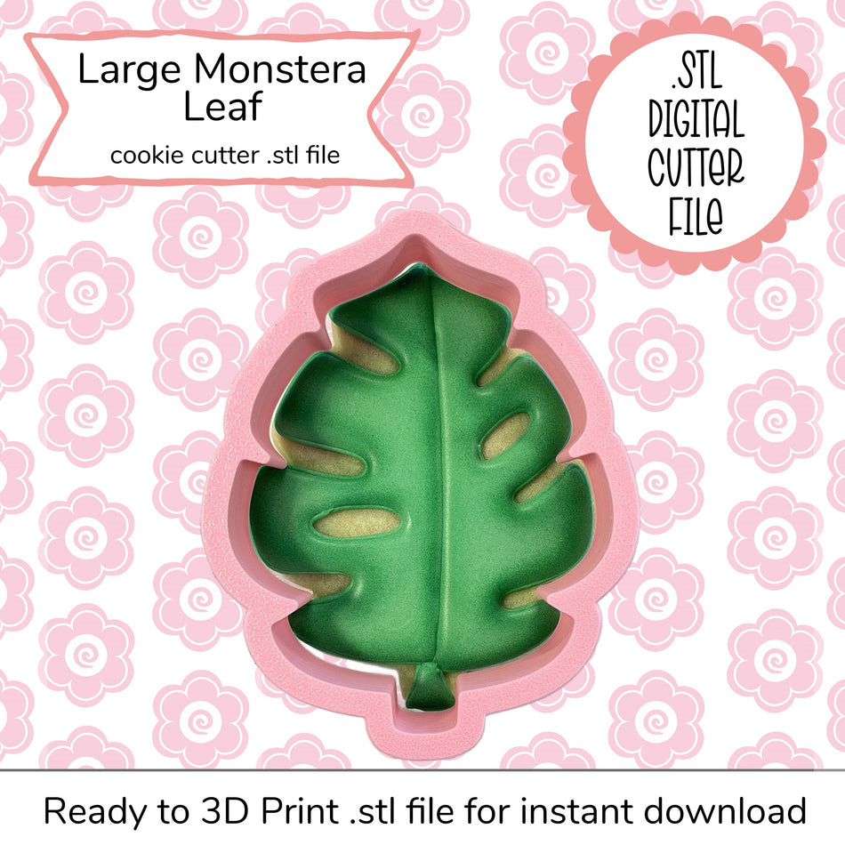 Large Monstera Leaf Cutter STL File (digital file)