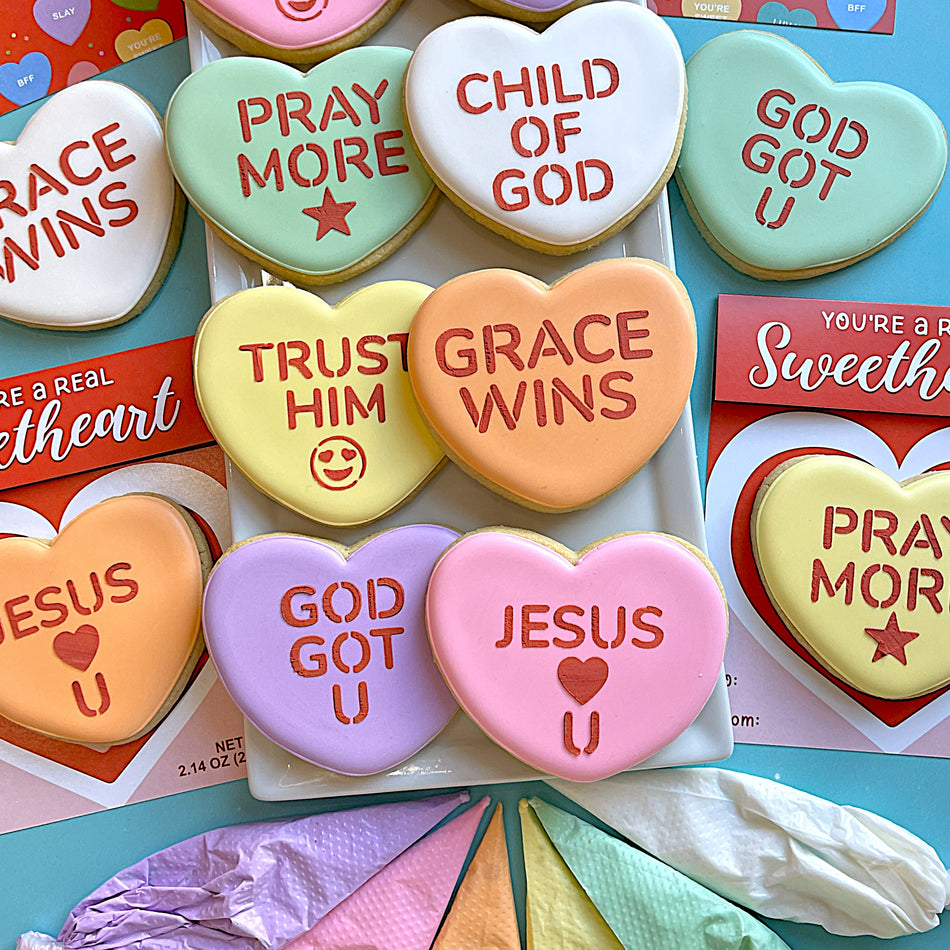 Faith Conversation Heart LARGE 3pc Stencil Set