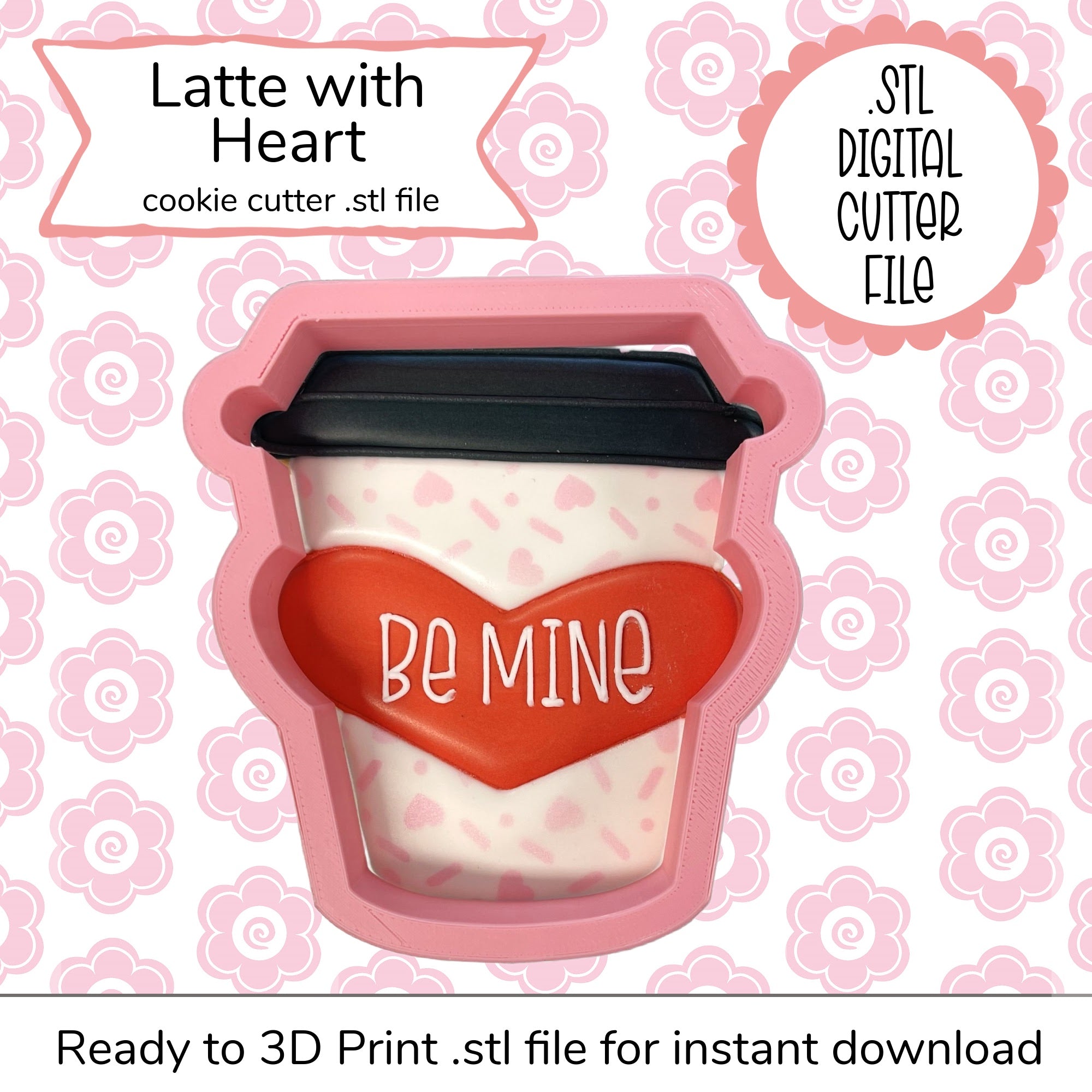 Heart Latte Cutter STL File (digital file)