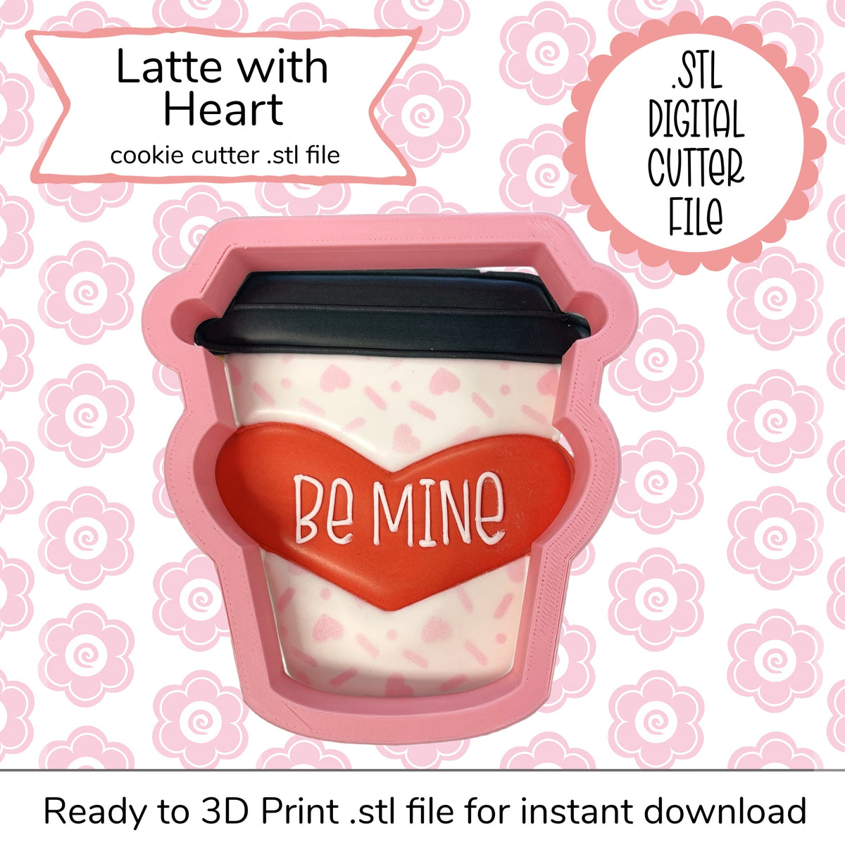 Heart Latte Cutter STL File (digital file)