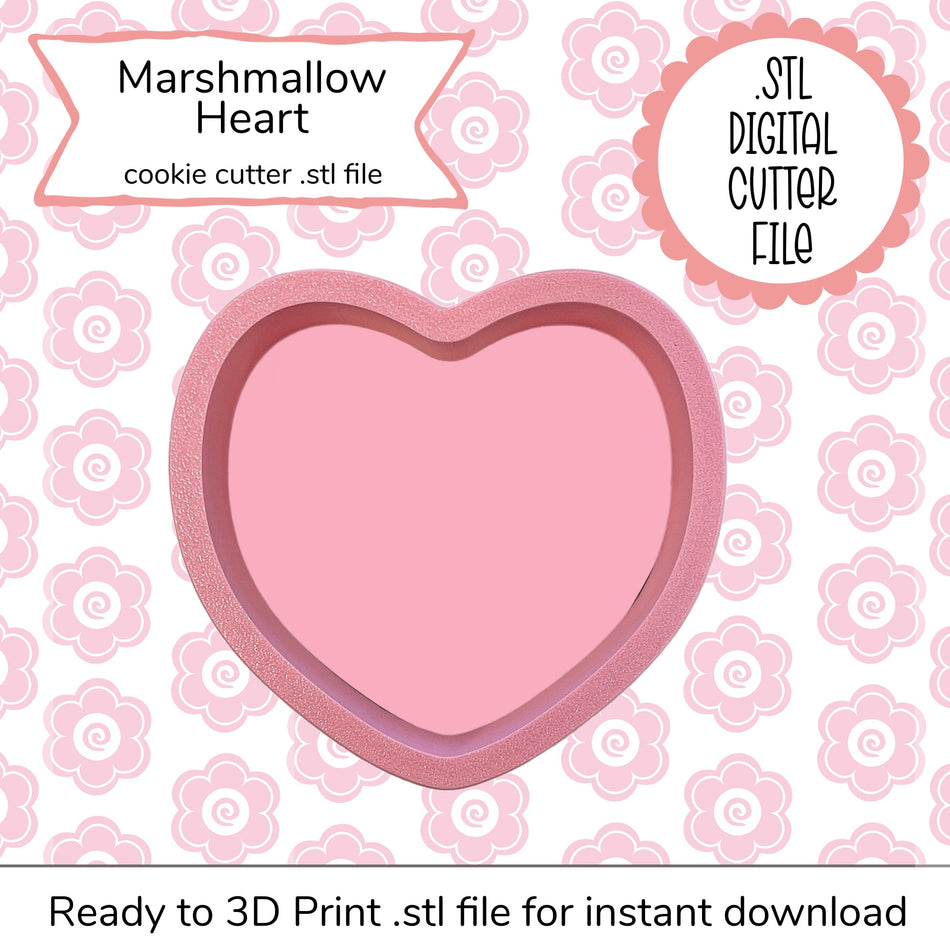 Marshmallow Heart Cutter STL File (digital file)