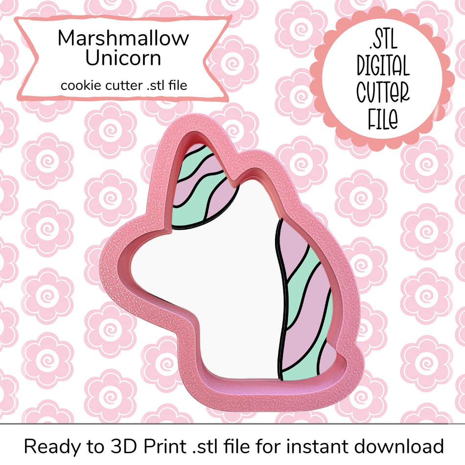 Marshmallow Unicorn Cutter STL File (digital file)