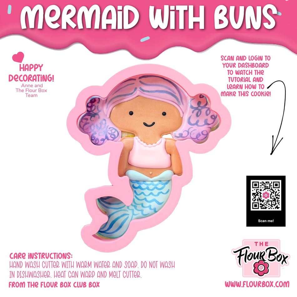 Mermaid with Buns Flour Box Club Cookie Cutter - Image 2 of 6