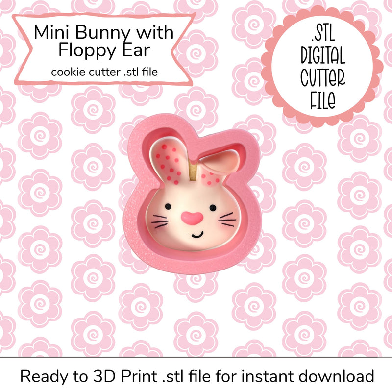 Mini Bunny with Floppy Ear Cutter STL File (digital file)