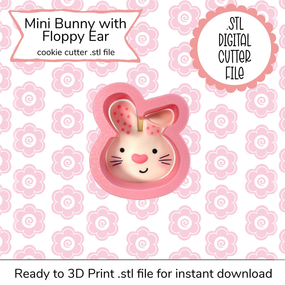 Mini Bunny with Floppy Ear Cutter STL File (digital file)