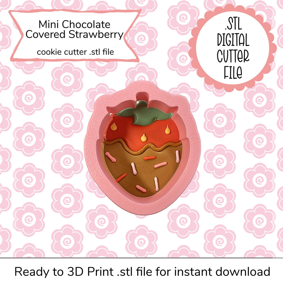 Mini Chocolate Covered Strawberry Cutter STL File (digital file)