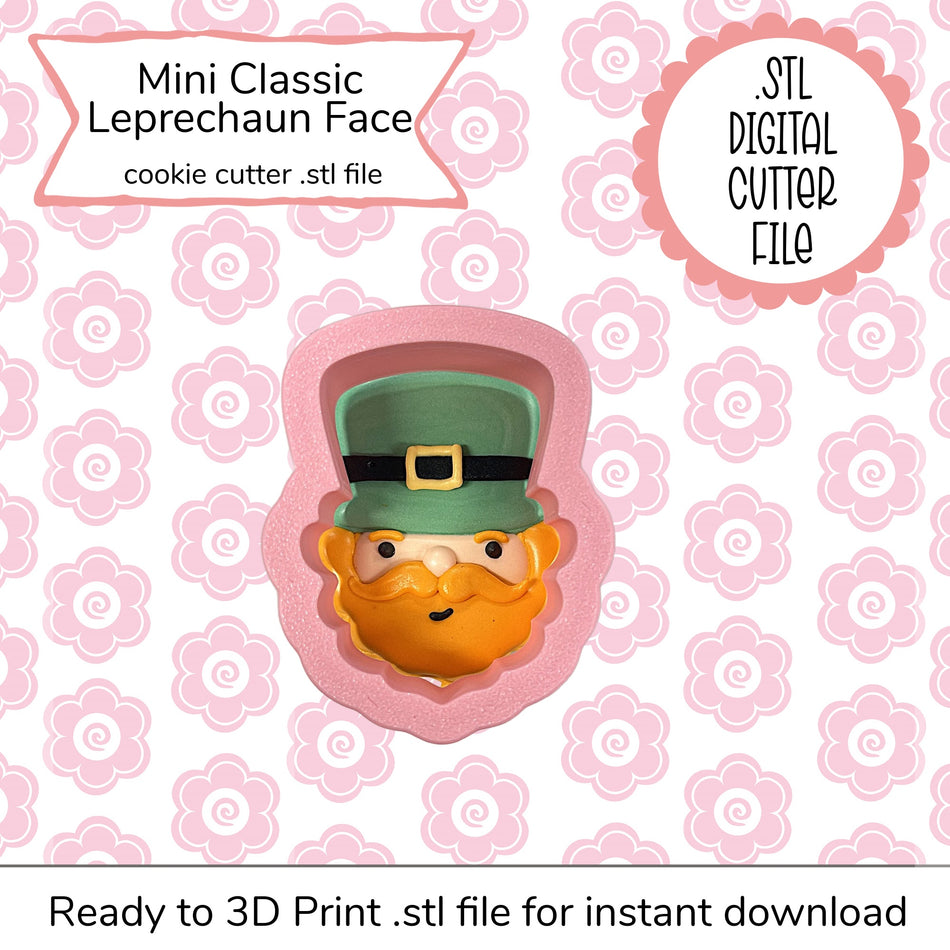 Mini Classic Leprechaun Face Cutter STL File (digital file)