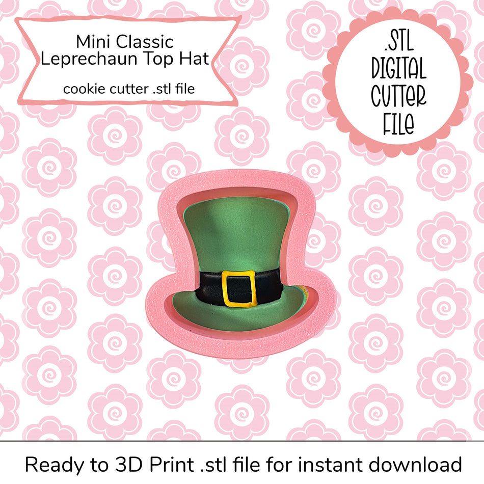 Mini Classic Leprechaun Top Hat Cutter STL File (digital file)