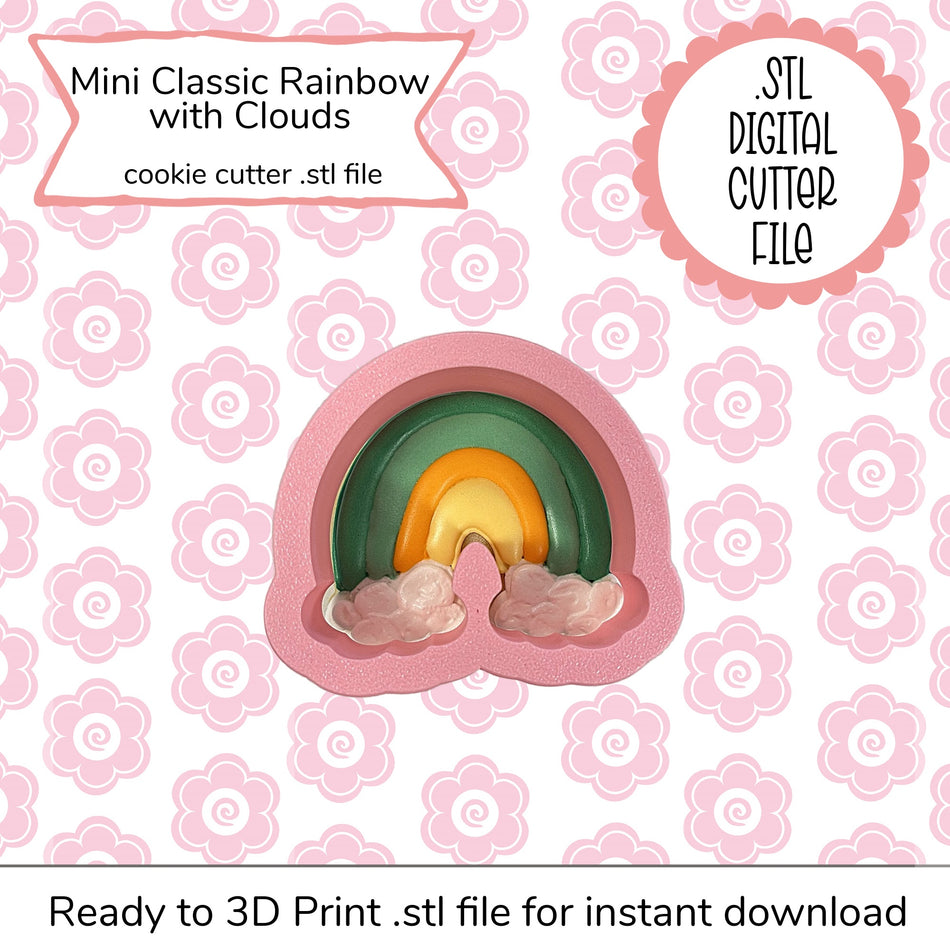 Mini Classic Rainbow with Clouds Cutter STL File (digital file)