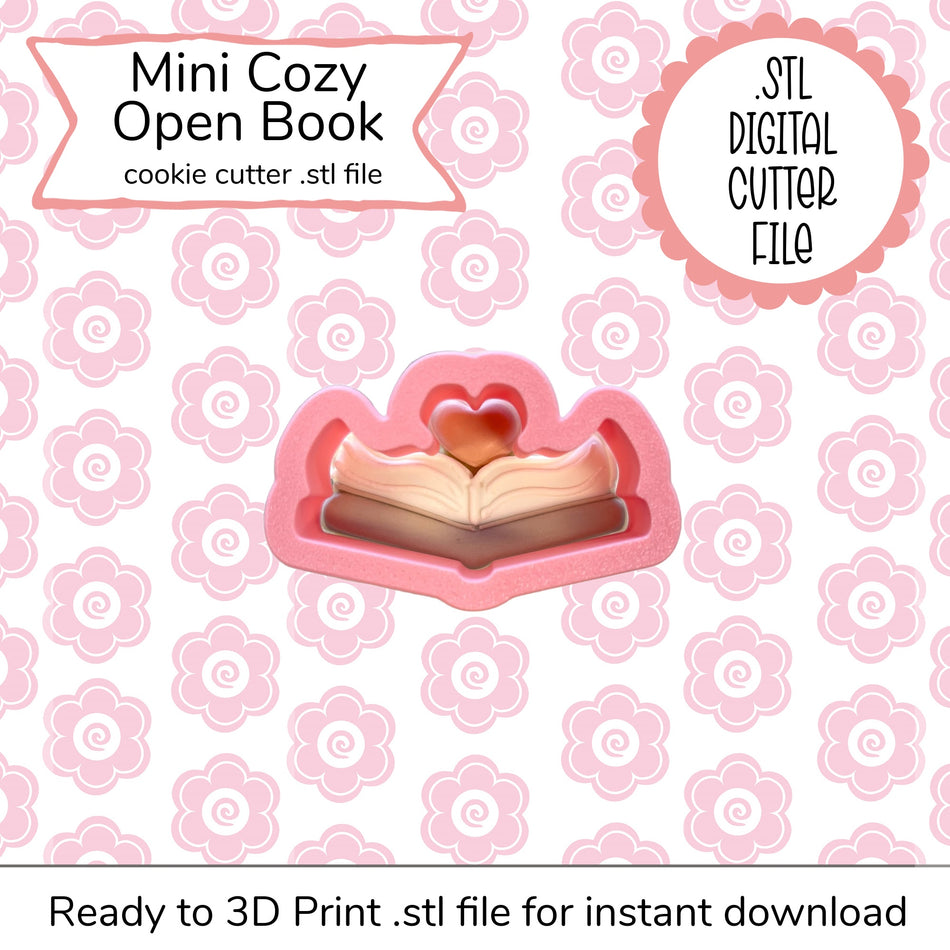 Mini Cozy Open Book Cutter STL File (digital file)