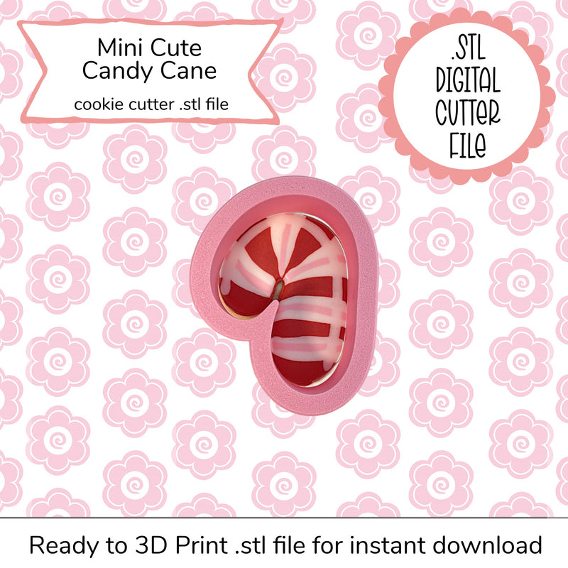 Mini Cute Candy Cane Cutter STL File (digital file)