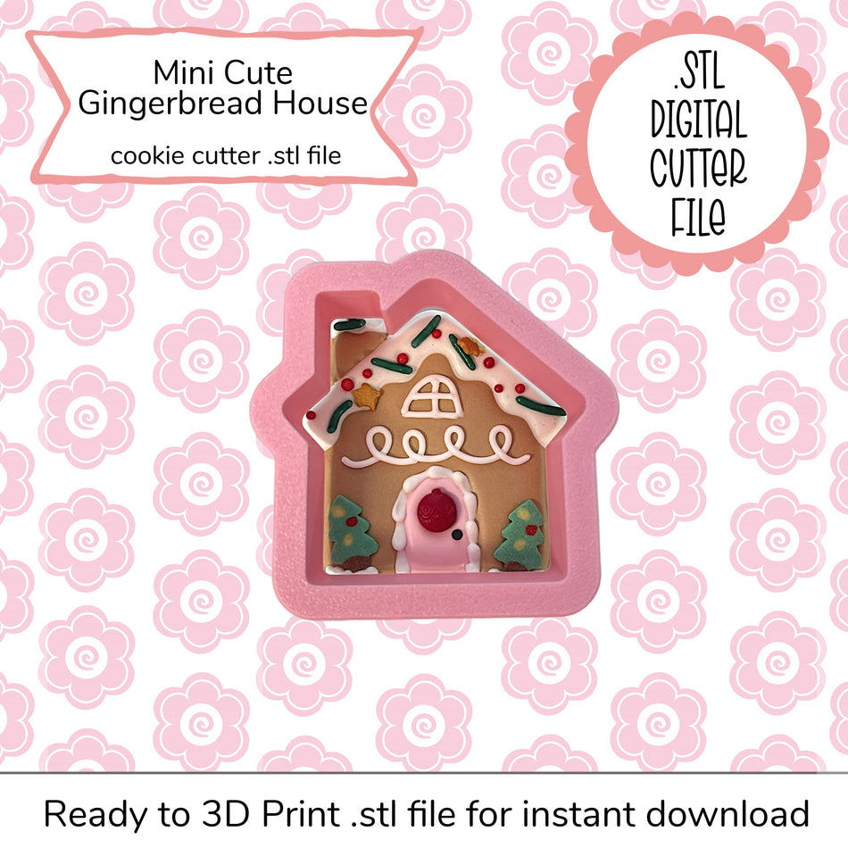Mini Cute Gingerbread House Cutter STL File (digital file)