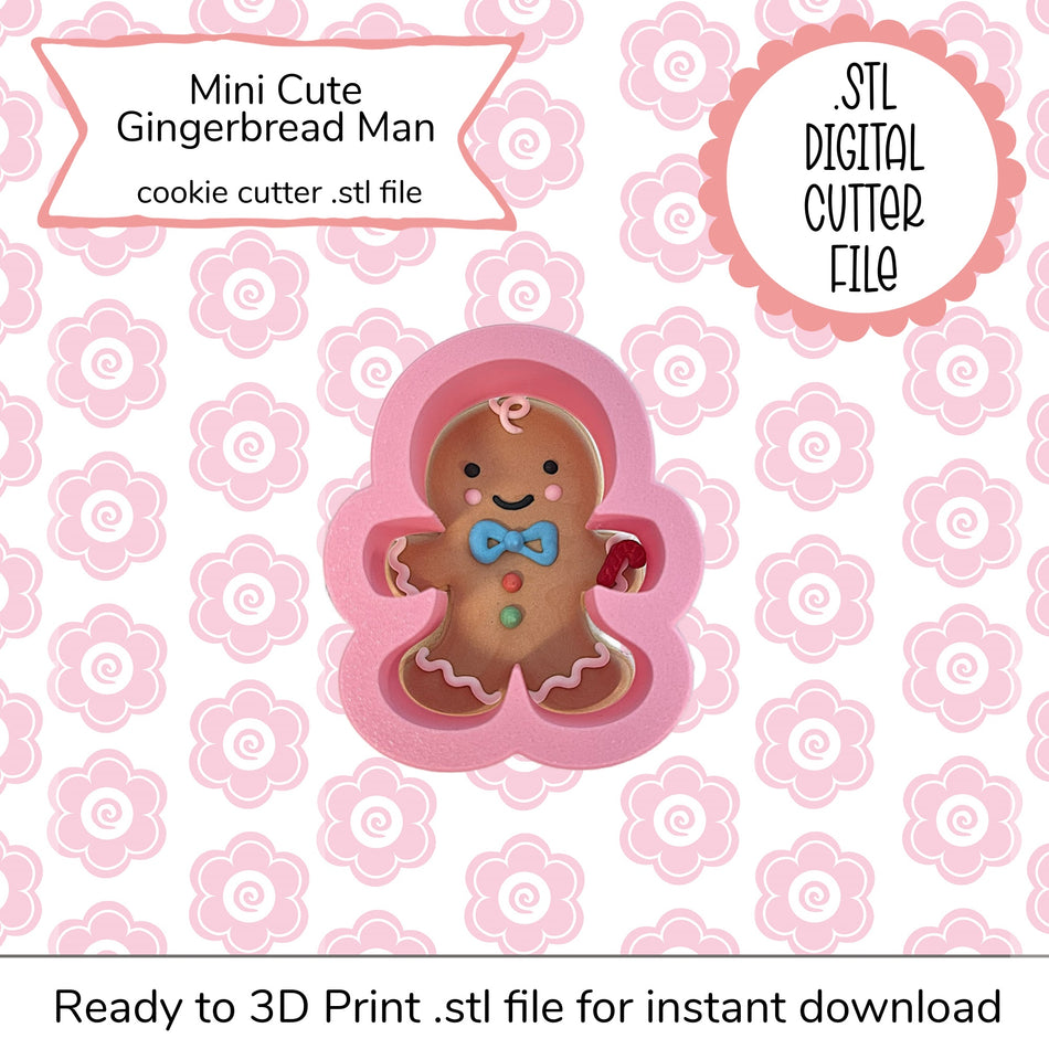 Mini Cute Gingerbread Man Cutter STL File (digital file)