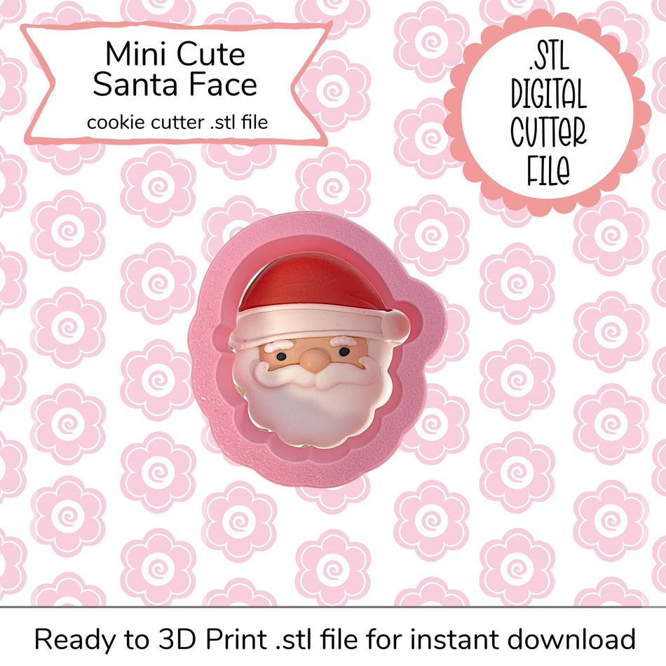 Mini Cute Santa Face Cutter STL File (digital file)