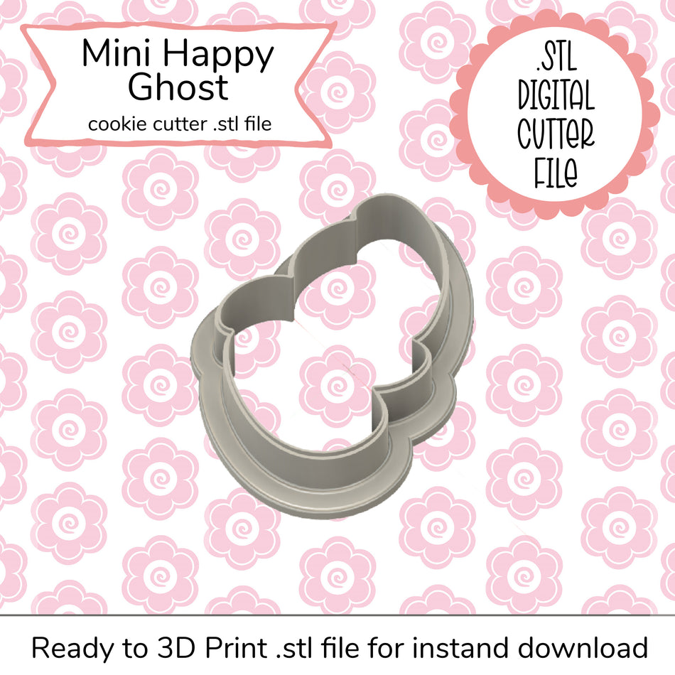 Mini Happy Ghost Cutter STL File (digital)
