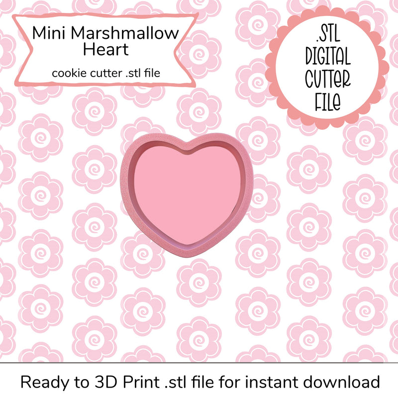 Mini Marshmallow Heart Cutter STL File (digital file)