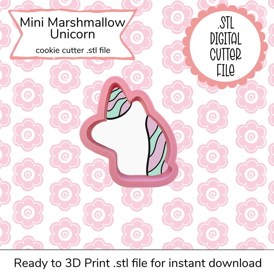 Mini Marshmallow Unicorn Cutter STL File (digital file)