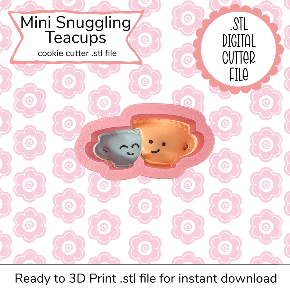 Mini Snuggling Teacups Cutter STL File (digital file)